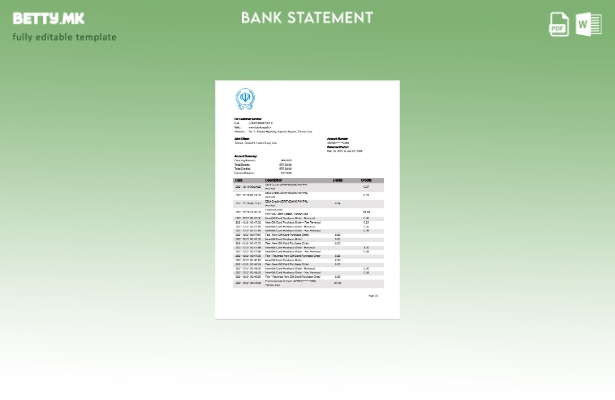 Модерен стил Шаблон за збор за извод од банка на Иран Банка Сепах